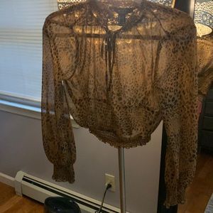 Sheer, cropped, cheetah print blouse. Perfect for spring/summer!